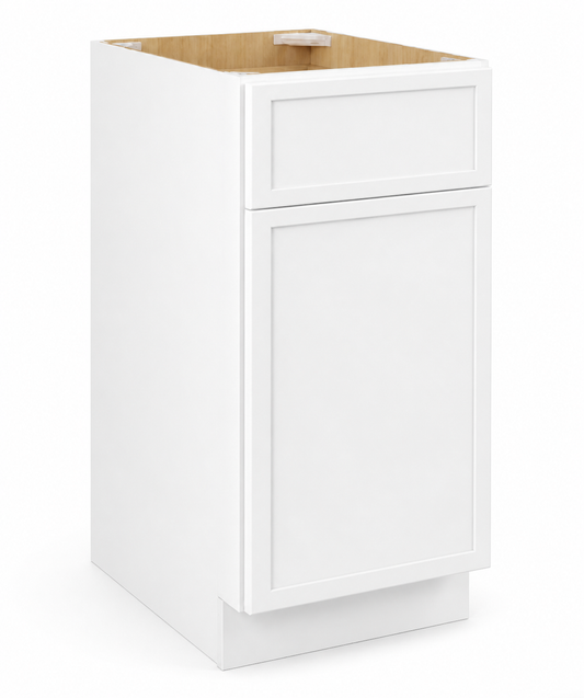 Slim White Shaker  18"W Trash Base Cabinet