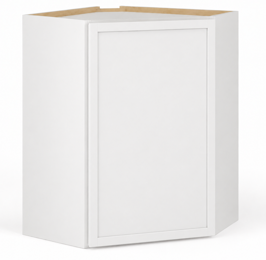 Slim White Shaker Wall Diagonal Corner Cabinet – 27"W × 12"D