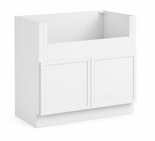Slim White Shaker Farmhouse Sink Base Cabinet – 2 Doors