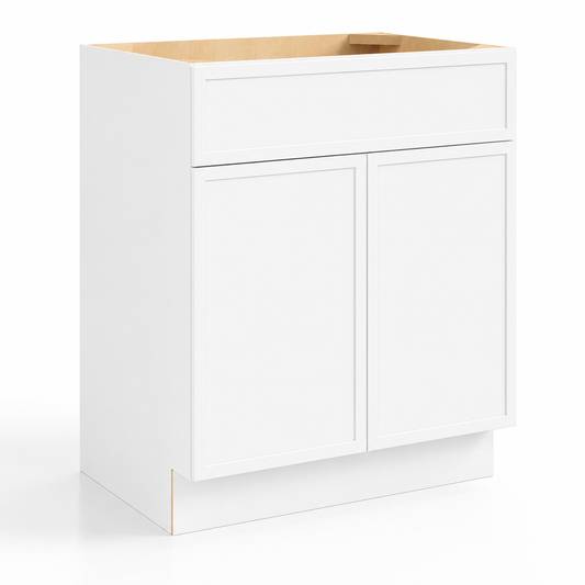 Slim White Shaker Vanity Sink Base Cabinet