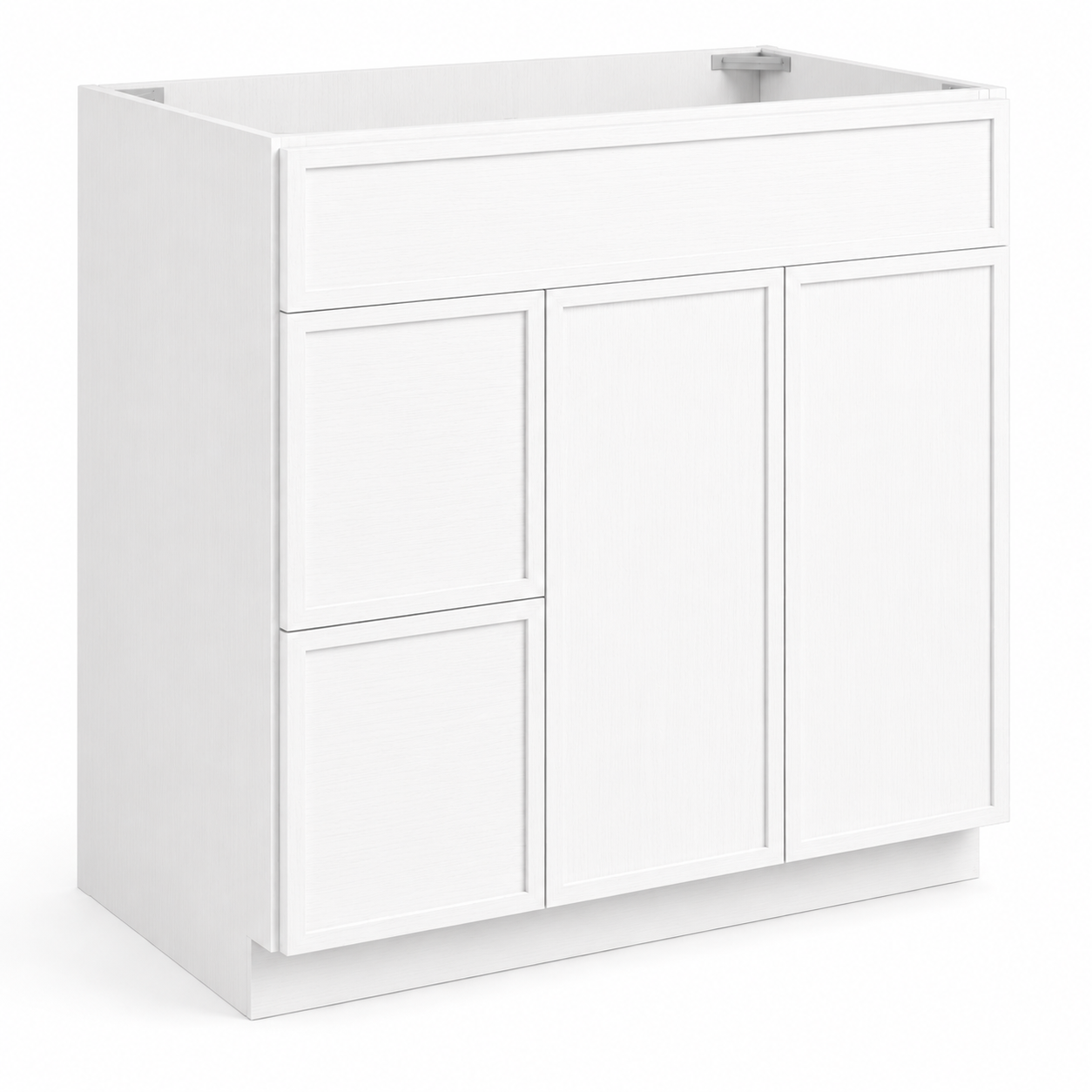 Slim white Shaker Vanity Combo Cabinet with 2 Left Drawers