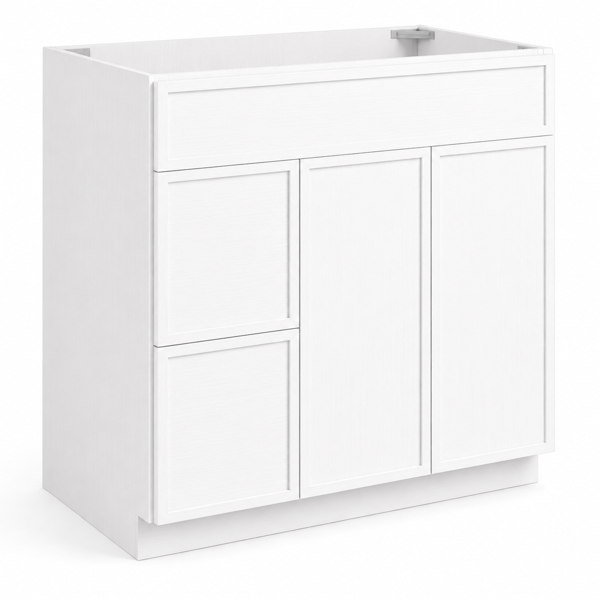 Slim white Shaker Vanity Combo Cabinet with 2 Left Drawers