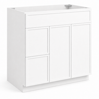 Slim white Shaker Vanity Combo Cabinet with 2 Left Drawers