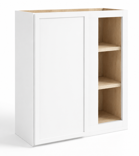 Slim White Shaker Wall Blind Corner Cabinet – 27"W × 12"D