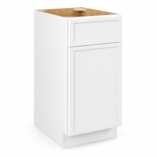 Slim White Shaker  18"W Trash Base Cabinet