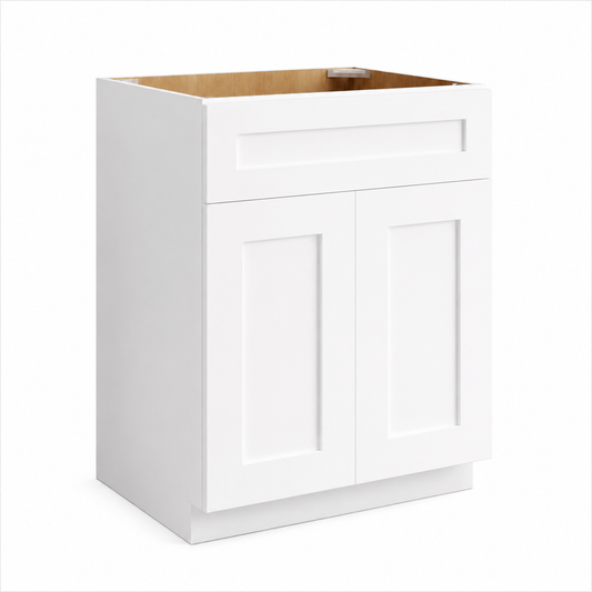 White Shaker Vanity Sink Base Cabinet