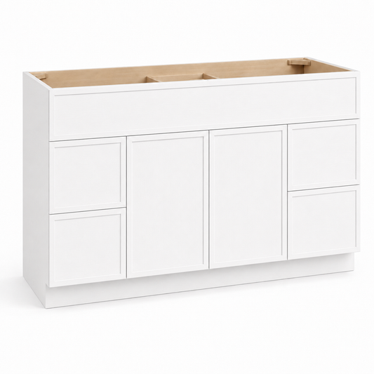 Slim Shaker White 60"W Single Sink Vanity Drawer Base Cabinet