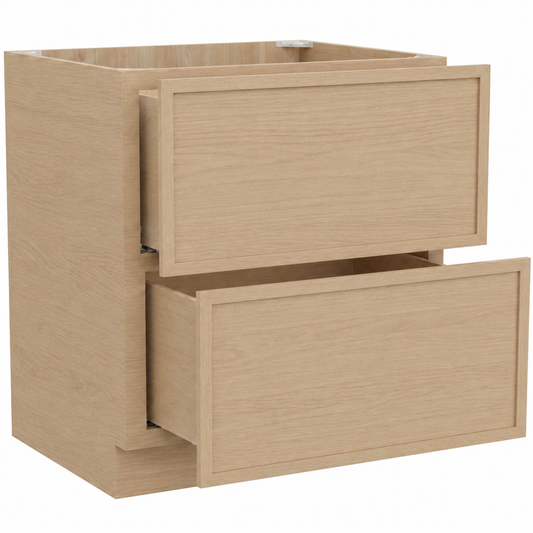 Slim Shaker Natural Oak 2 Drawer Base Cabinet