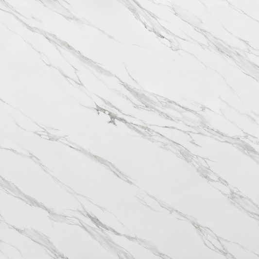 White marble-look surface with soft gray veining and a subtle matte finish | USA Cabinets Outlet 