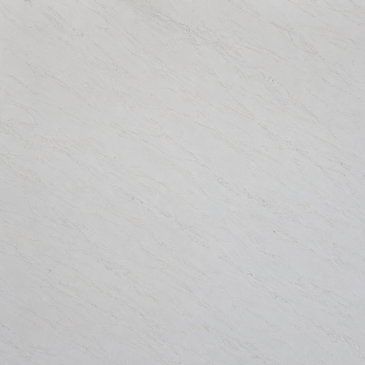 A close-up of a light gray to off-white textured surface with subtle diagonal marbling or stone-like veining.|USA Cabinets Outlet