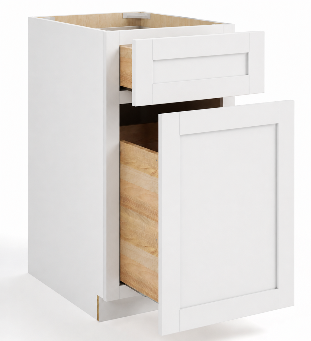 White Shaker  18"W Trash Base Cabinet