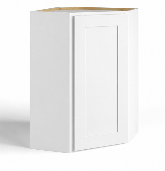 White Shaker Wall Diagonal Corner Cabinet – 24"W × 12"D