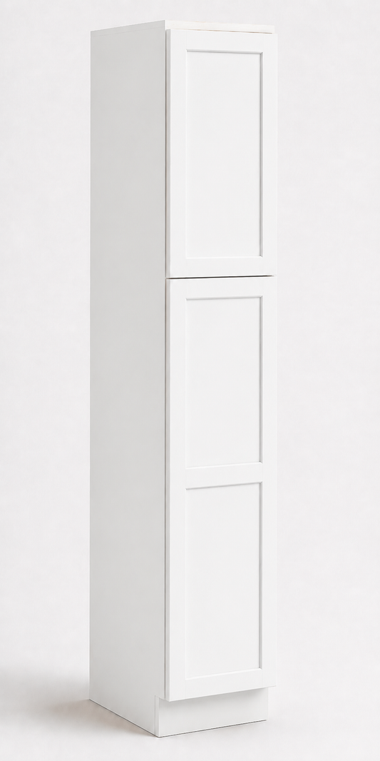 White Shaker 18”W x 24"D Pantry Cabinet – 2 Doors (Upper & Lower)