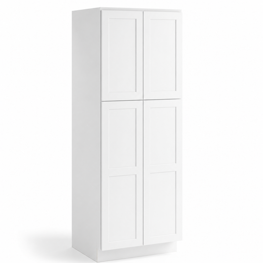 White Shaker 24"W x 24"D Pantry Cabinet with 4 Doors — 2 Upper / 2 Lower