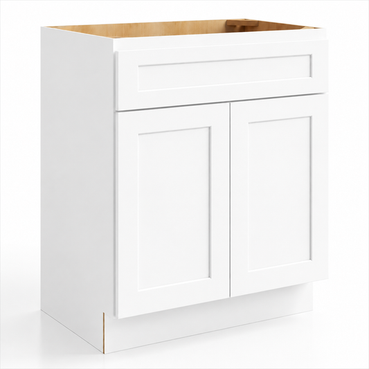 White Shaker Vanity Sink Base Cabinet