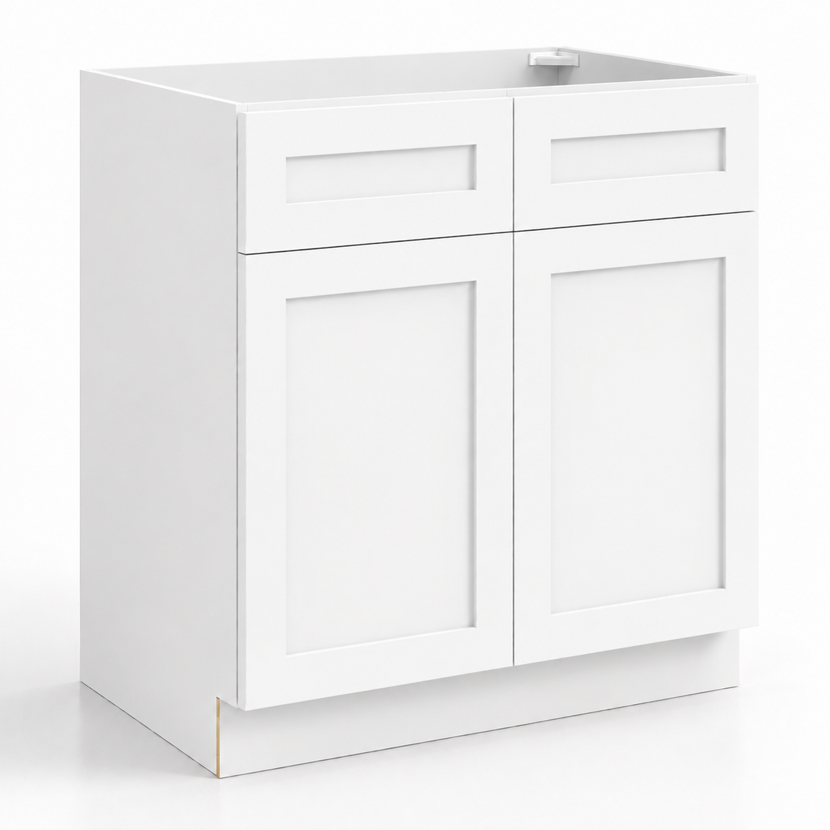 White Shaker Double Vanity Sink Base Cabinet