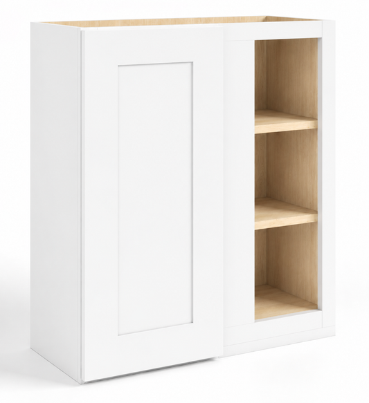 White Shaker Wall Blind Corner Cabinet – 27"W × 12"D