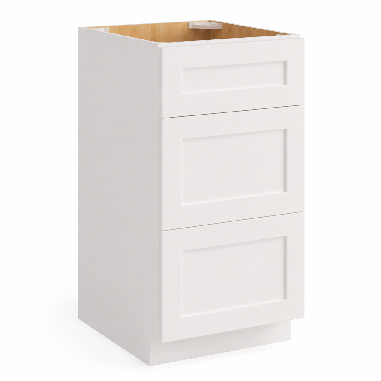 White Shaker Vanity Three Drawer Base Cabinet