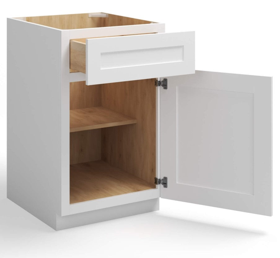White Shaker Base Cabinet Single Door One Drawer