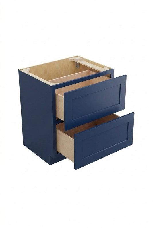 Navy Blue Shaker 2 Drawer Base Cabinet