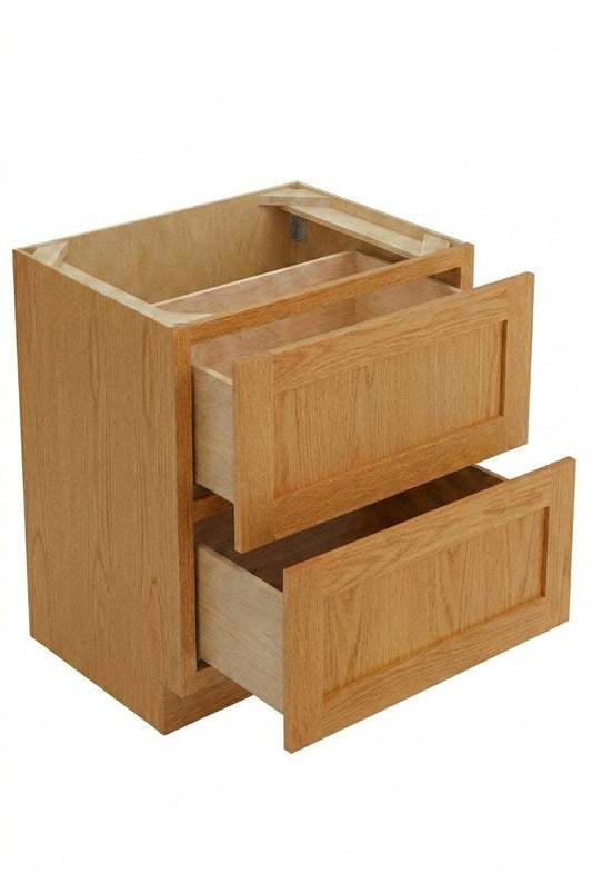 English Toffee Shaker 2 Drawer Base Cabinet
