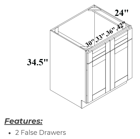 Sink_Base_Cabinet_2_False_Drawers_2D USACabinetsOutlet