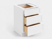 Slim Shaker White Three Drawer Base Cabinet