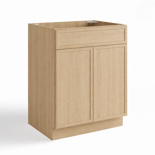 Slim Nature Oak Shaker Sink Base Cabinet – 2 Doors &  1 False Drawer