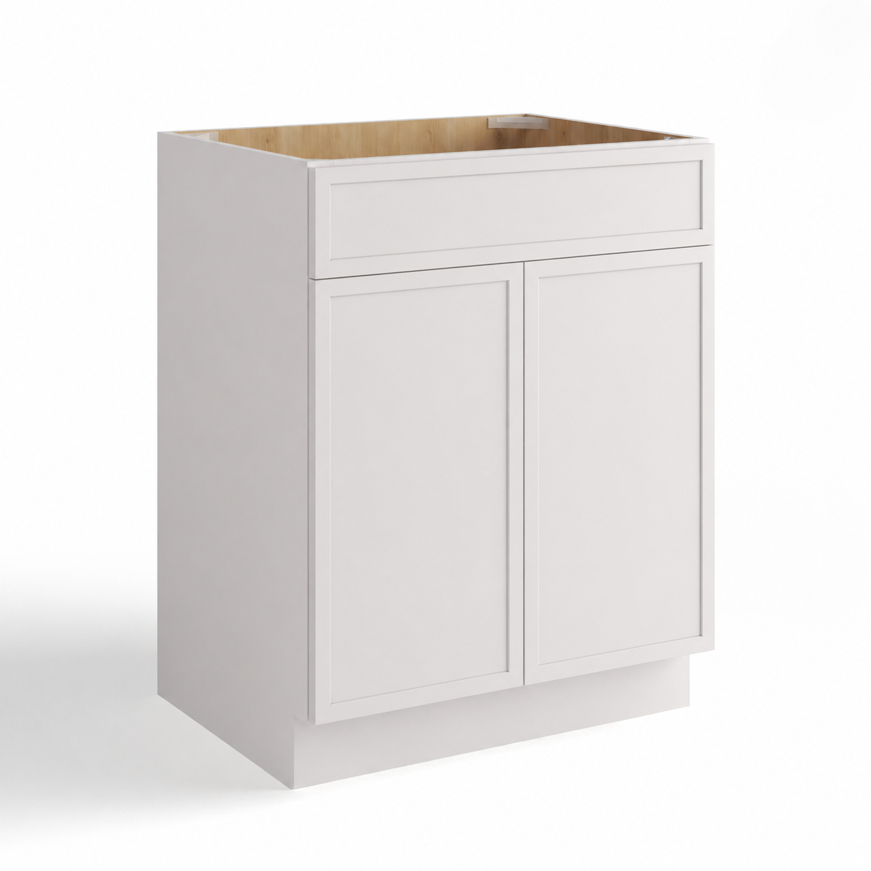 Slim White Shaker Sink Base Cabinet – 2 Doors &  1 False Drawer