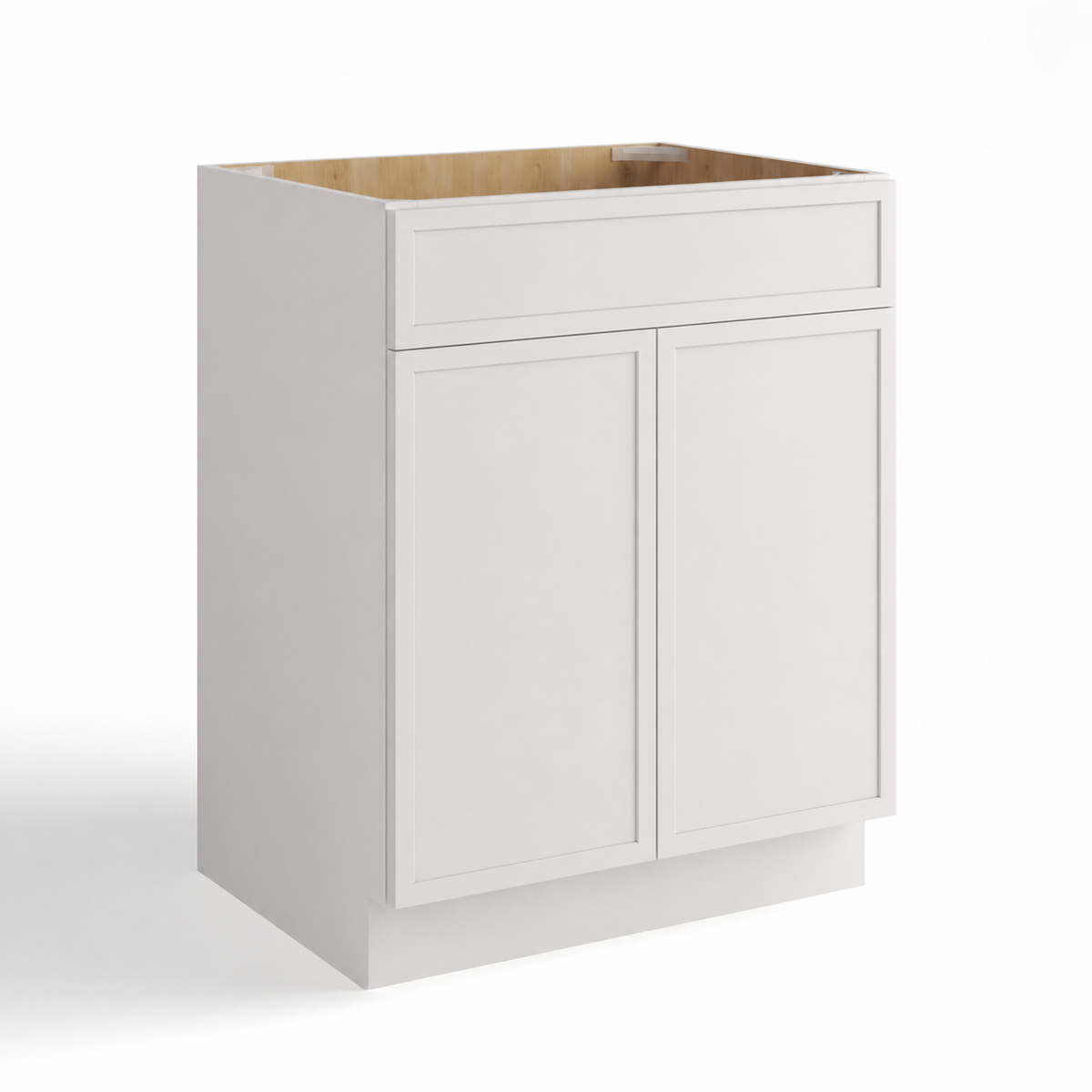 Slim White Shaker Sink Base Cabinet – 2 Doors &  1 False Drawer