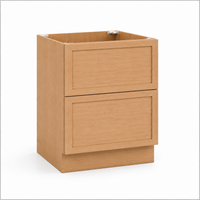 Slim Shaker Natural Oak 2 Drawer Base Cabinet