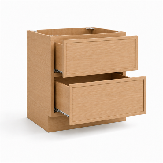 Slim Shaker Natural Oak 2 Drawer Base Cabinet