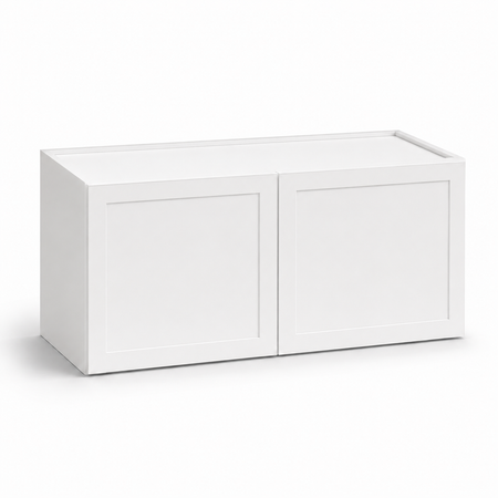 White storage unit with two doors on a white background at USA Cabinets Outlet