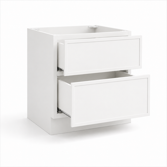 Slim Shaker White 2 Drawer Base Cabinet