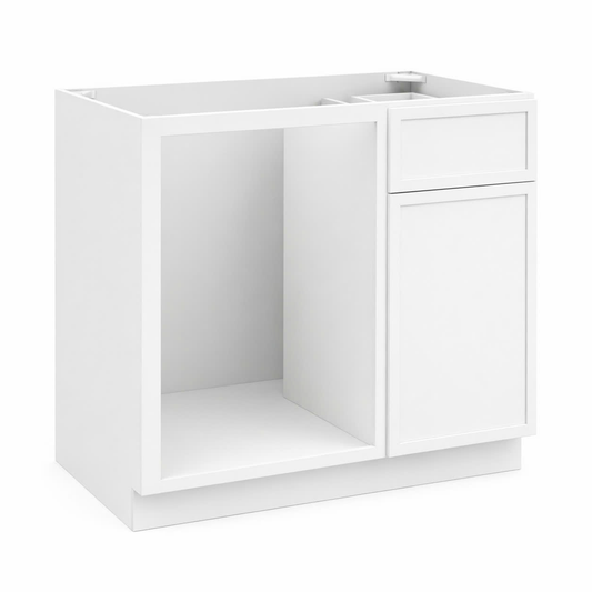 White kitchen cabinet with a single drawer on a white background| USA Cabinets Outlet|