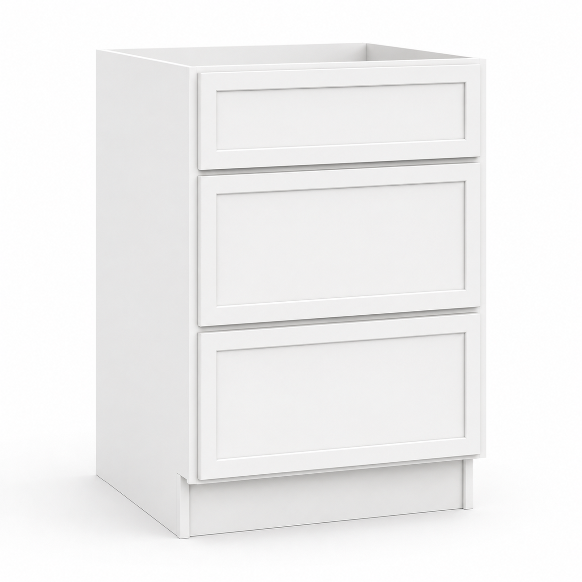 Slim Shaker White Three Drawer Base Cabinet