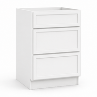 Slim Shaker White Three Drawer Base Cabinet