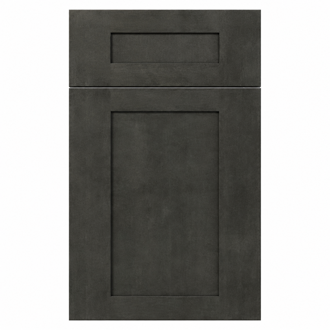 Dark gray cabinet door with a rectangular design on a white background ( USA Cabinets Outlet )