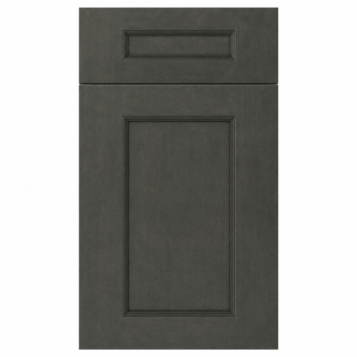 Dark gray cabinet door with a rectangular design on a white background ( USA Cabinets Outlet )