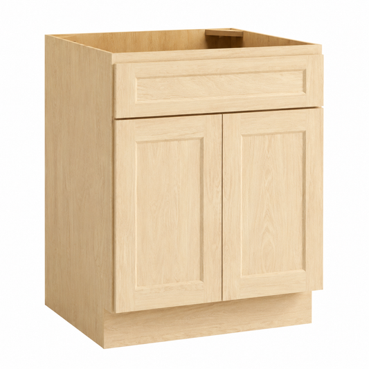 Unfinished Shaker 24"D Base Cabinet with Double Doors & Single Drawer