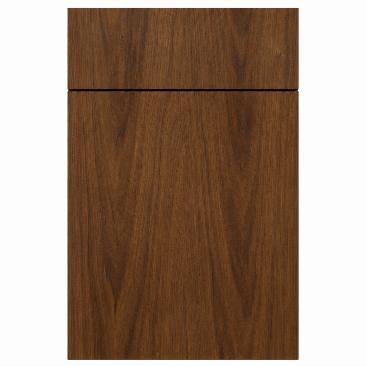 Wooden cabinet door with a dark brown finish on a white background ( USA Cabinets Outlet )