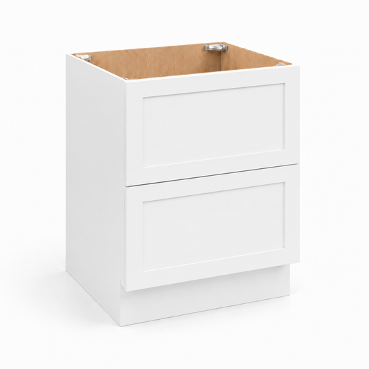 White Shaker 2 Drawer Base Cabinet