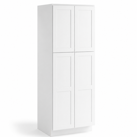 White Shaker 24"W x 24"D Pantry Cabinet with 4 Doors — 2 Upper / 2 Lower