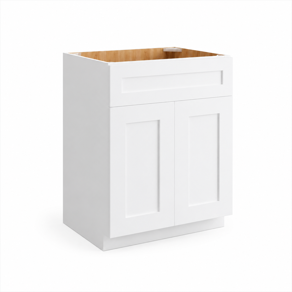 White Shaker Sink Base Cabinet – 2 Doors &  1 False Drawer