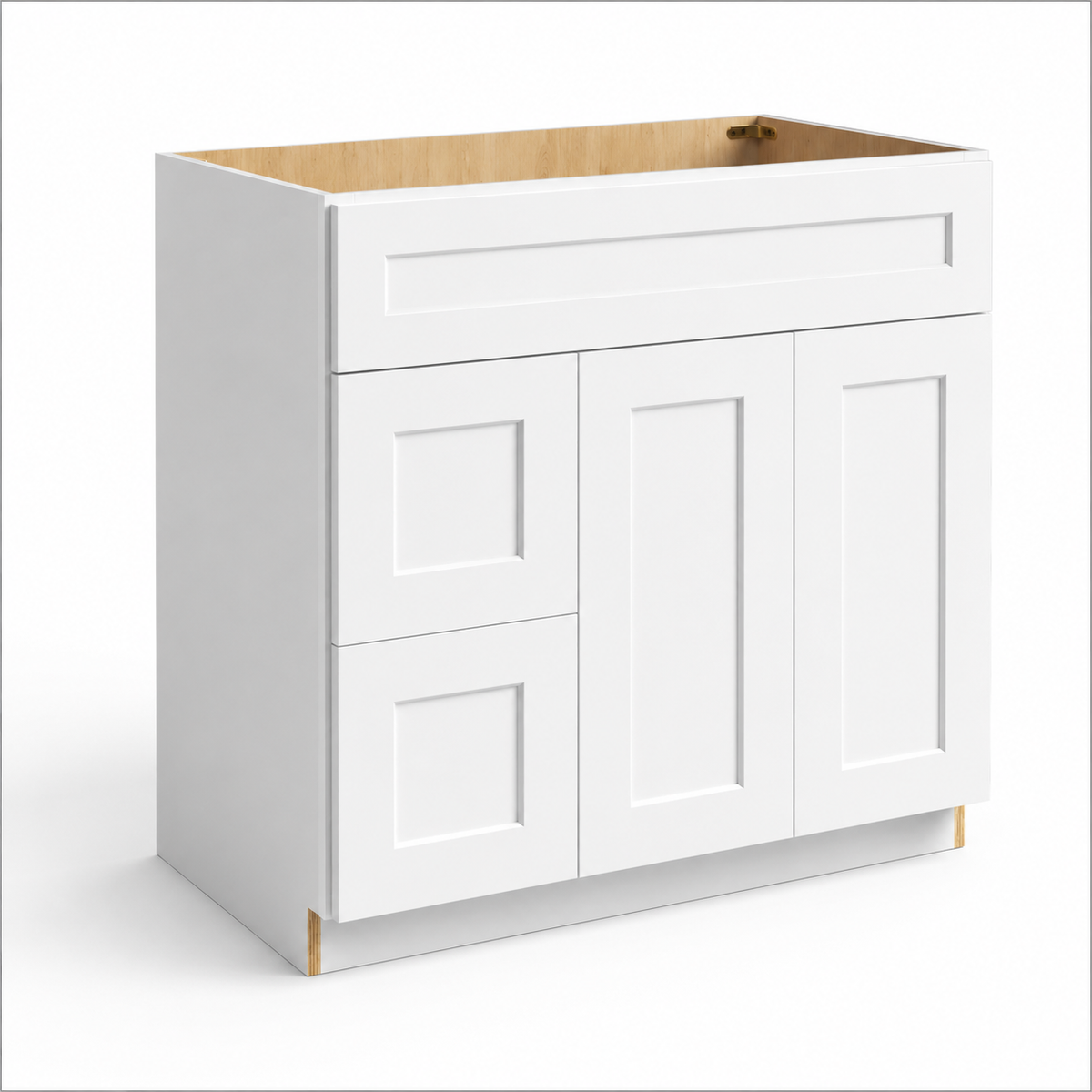 White Shaker Vanity Combo Cabinet with 2 Left  Drawers