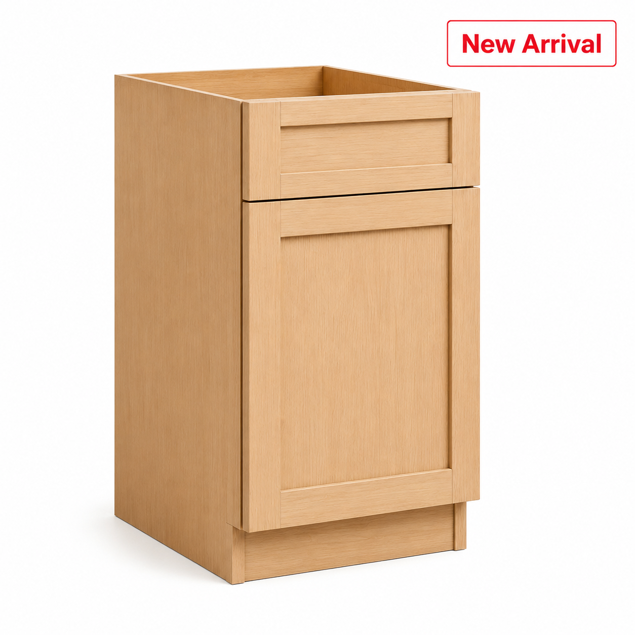 Wooden cabinet with a drawer on a white background, labeled 'New Arrival'. ( USA Cabinets Outlet )
