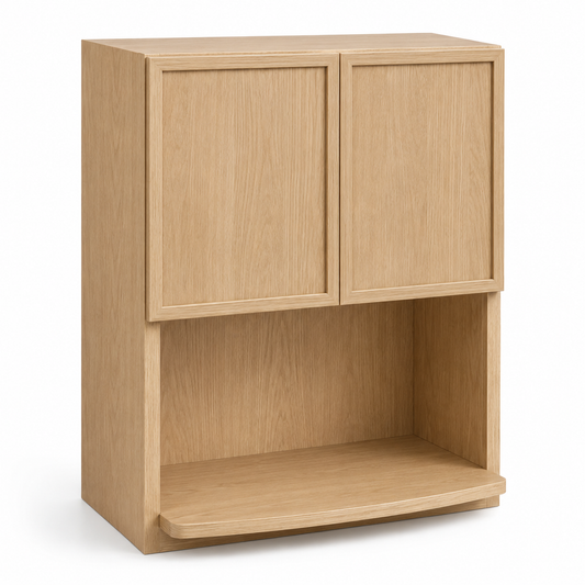 Wooden cabinet with two doors and a shelf on a white background|USA Cabinets Outlet||