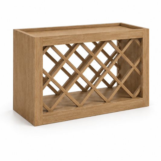 Wooden shelf with lattice design on a white background| USA Cabinets  Outlet |