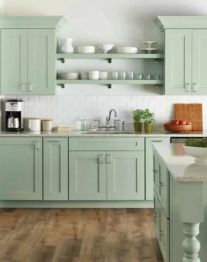 Jade Green Shaker Base Cabinet Double Door Full Height