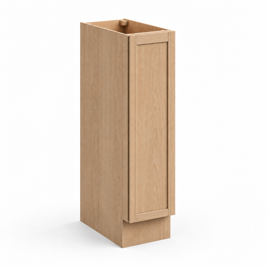 Natural Oak Slim Shaker 9"W Tray Base Cabinet